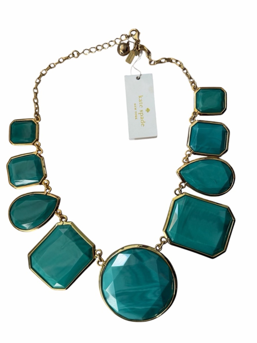 NWT Kate Spade Swirl Around Turquoise Blue Statement Necklace